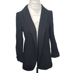 Simply Styled by Sears Black Open Front Up Long Sleeved Blazer Suit Jacket